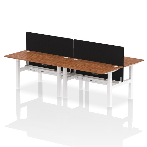 Air Back-to-Back Height Adjustable Bench Desk - 4 Person with Black Straight Screen - Image 39