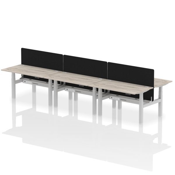 Air Back-to-Back Height Adjustable Bench Desk - 6 Person with Black Straight Screen - Image 29