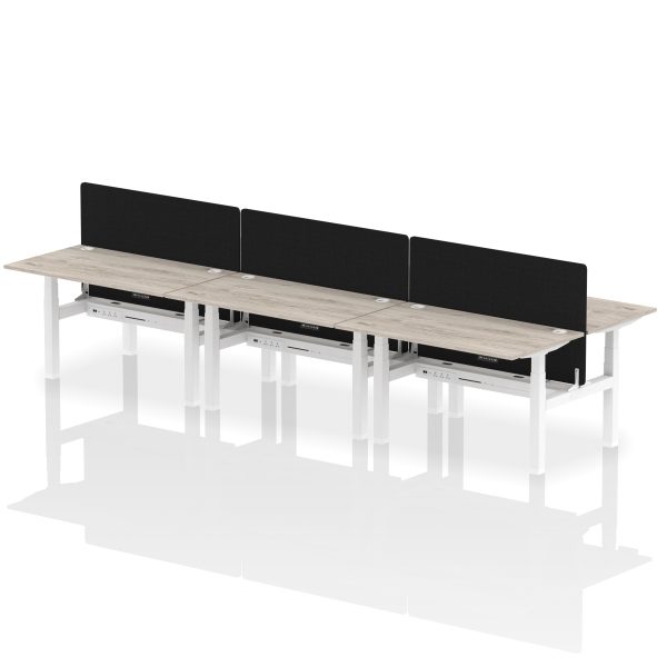 Air Back-to-Back Height Adjustable Bench Desk - 6 Person with Black Straight Screen - Image 30