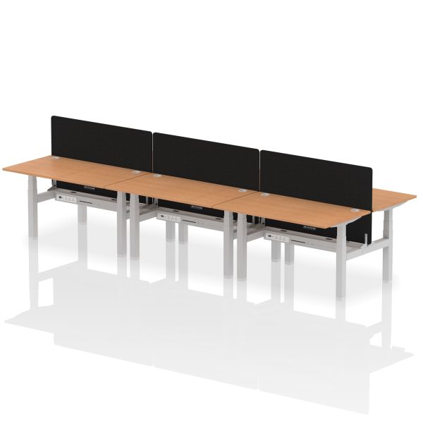 Air Back-to-Back Height Adjustable Bench Desk - 6 Person with Black Straight Screen - Image 35