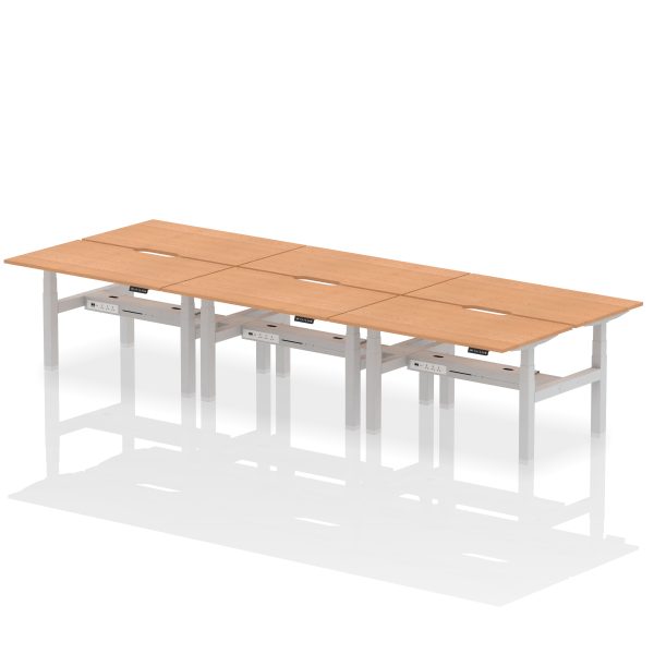 Air Back-to-Back Scalloped Edge Height Adjustable Bench Desk - 6 Person - Image 29