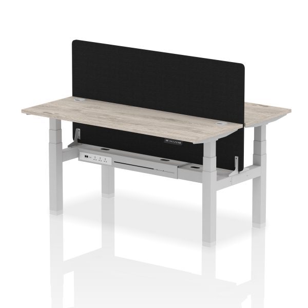 Air Back-to-Back Slimline Height Adjustable Bench Desk - 2 Person with Black Straight Screen - Image 50