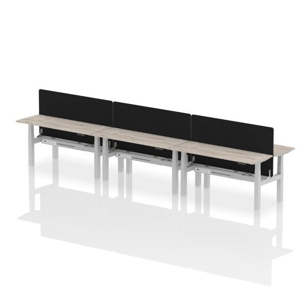Air Back-to-Back Slimline Height Adjustable Bench Desk - 6 Person with Black Straight Screen - Image 50