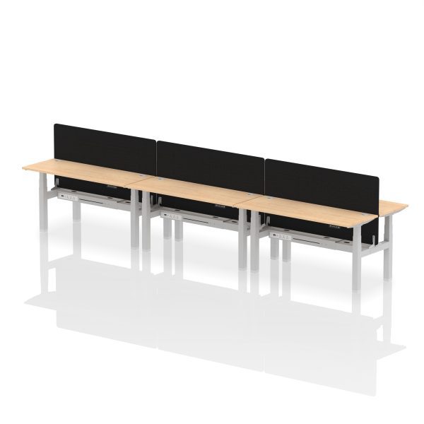 Air Back-to-Back Slimline Height Adjustable Bench Desk - 6 Person with Black Straight Screen - Image 53