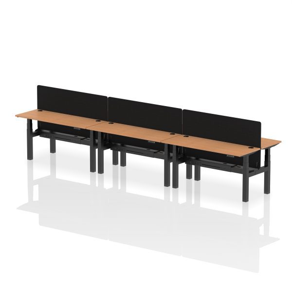 Air Back-to-Back Slimline Height Adjustable Bench Desk - 6 Person with Black Straight Screen - Image 55