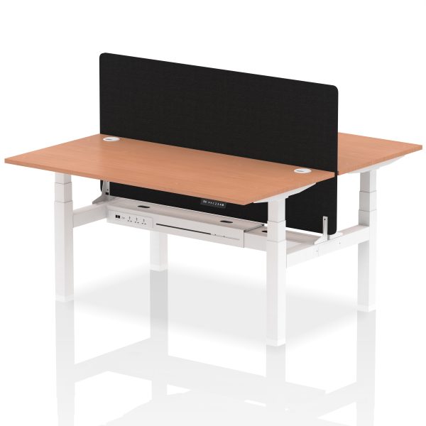 Air Back-to-Back Height Adjustable Bench Desk - 2 Person with Black Straight Screen - Image 45