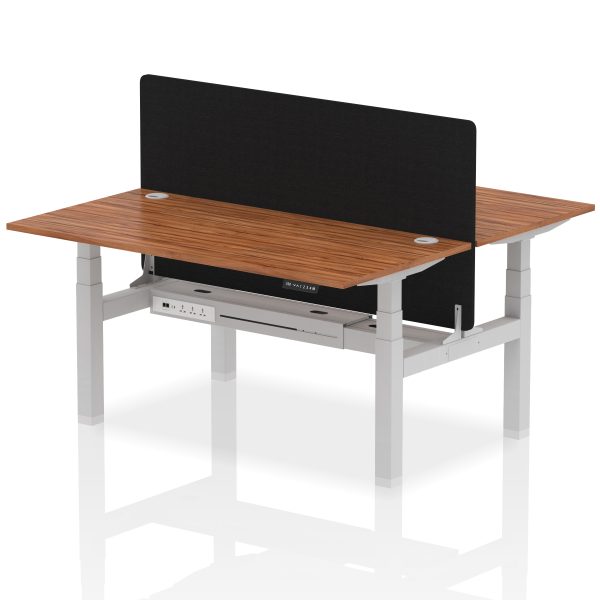 Air Back-to-Back Height Adjustable Bench Desk - 2 Person with Black Straight Screen - Image 59