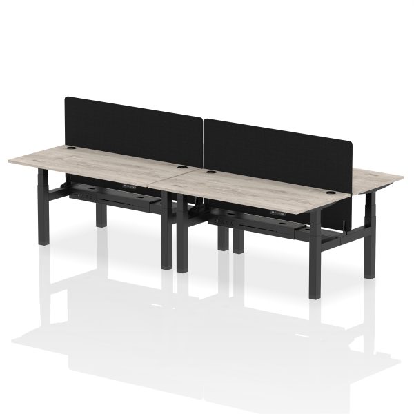 Air Back-to-Back Height Adjustable Bench Desk - 4 Person with Black Straight Screen - Image 49