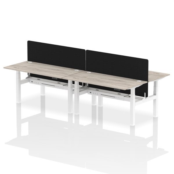 Air Back-to-Back Height Adjustable Bench Desk - 4 Person with Black Straight Screen - Image 51