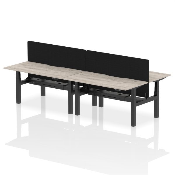 Air Back-to-Back Scalloped Edge Height Adjustable Bench Desk - 4 Person with Black Straight Screen - Image 40
