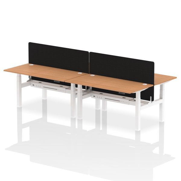 Air Back-to-Back Height Adjustable Bench Desk - 4 Person with Black Straight Screen - Image 57