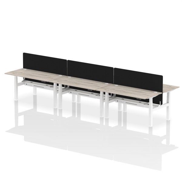 Air Back-to-Back Height Adjustable Bench Desk - 6 Person with Black Straight Screen - Image 51
