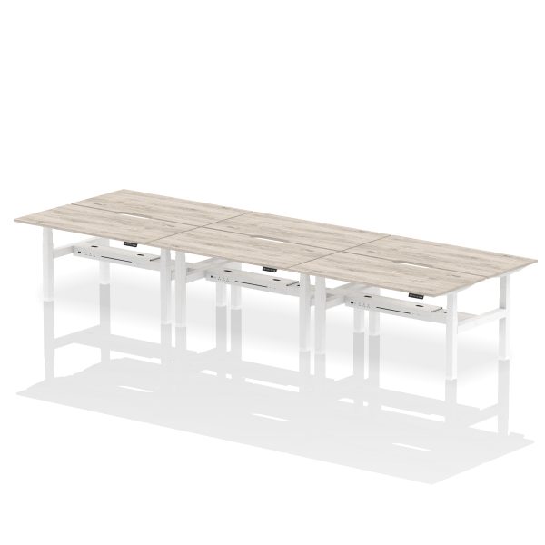 Air Back-to-Back Scalloped Edge Height Adjustable Bench Desk - 6 Person - Image 42