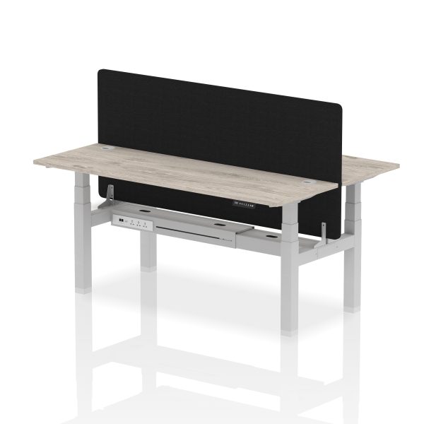 Air Back-to-Back Slimline Height Adjustable Bench Desk - 2 Person with Black Straight Screen - Image 71