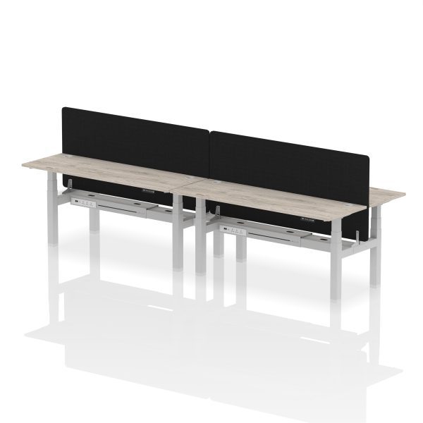 Air Back-to-Back Slimline Height Adjustable Bench Desk - 4 Person with Black Straight Screen - Image 71
