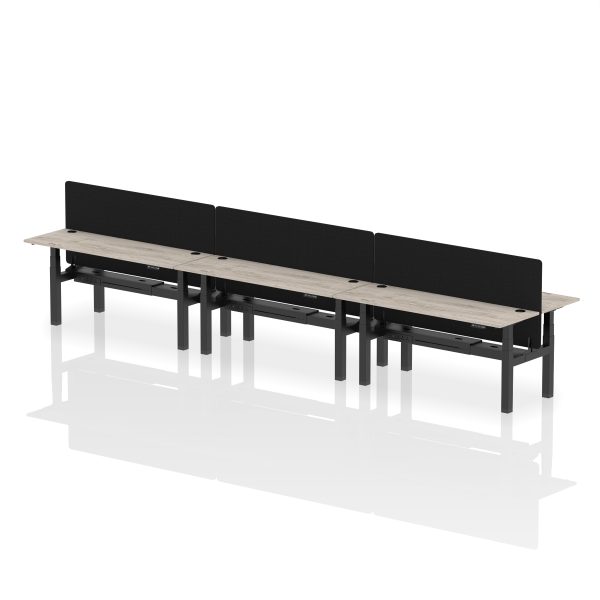 Air Back-to-Back Slimline Height Adjustable Bench Desk - 6 Person with Black Straight Screen - Image 70