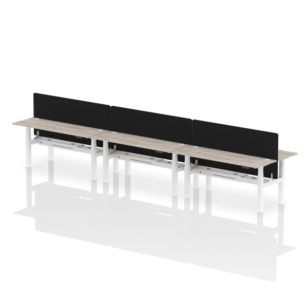 Air Back-to-Back Slimline Height Adjustable Bench Desk - 6 Person with Black Straight Screen - Image 72