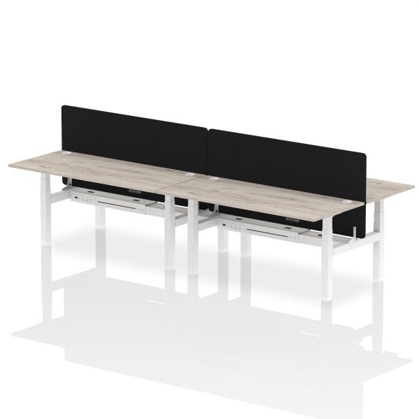 Air Back-to-Back Height Adjustable Bench Desk - 4 Person with Black Straight Screen - Image 72