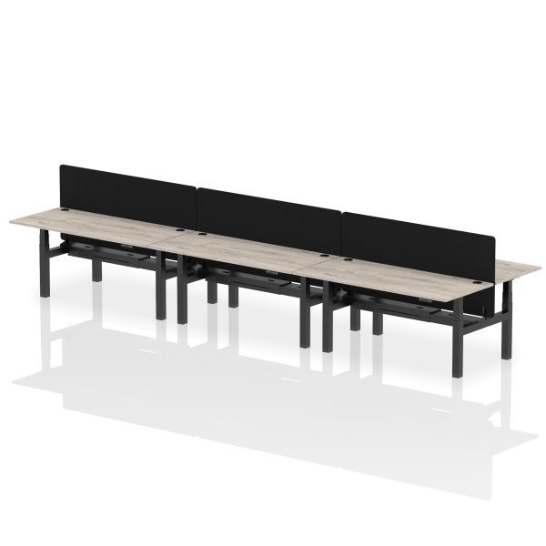 Air Back-to-Back Height Adjustable Bench Desk - 6 Person with Black Straight Screen - Image 70