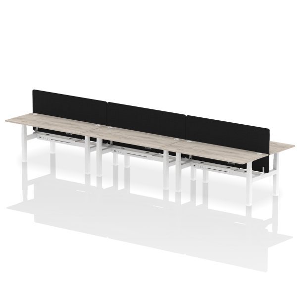 Air Back-to-Back Height Adjustable Bench Desk - 6 Person with Black Straight Screen - Image 72