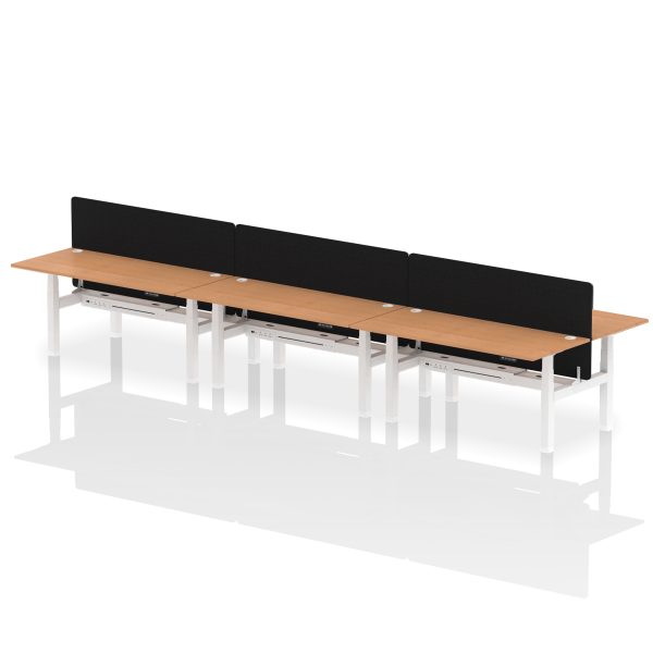 Air Back-to-Back Height Adjustable Bench Desk - 6 Person with Black Straight Screen - Image 78