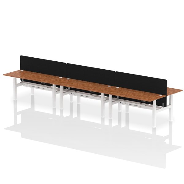 Air Back-to-Back Height Adjustable Bench Desk - 6 Person with Black Straight Screen - Image 81