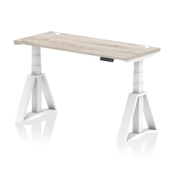 Air Height Adjustable Slimline Desk With Cable Ports With Piste Foot - Image 46