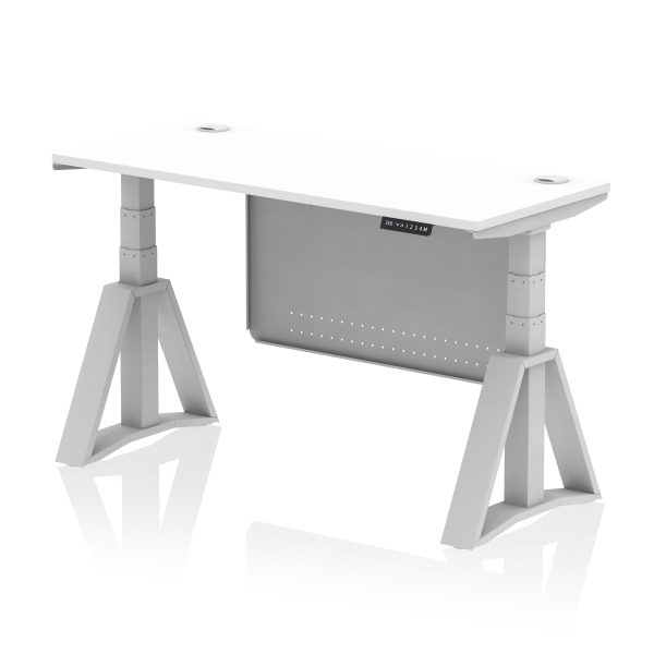 Air Height Adjustable Slimline Desk With Cable Ports With Steel Modesty Panel With Piste Foot - Image 10