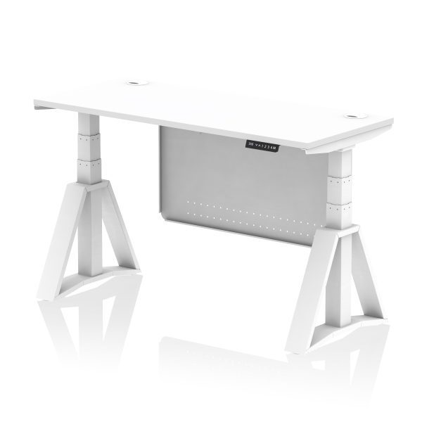 Air Height Adjustable Slimline Desk With Cable Ports With Steel Modesty Panel With Piste Foot - Image 30