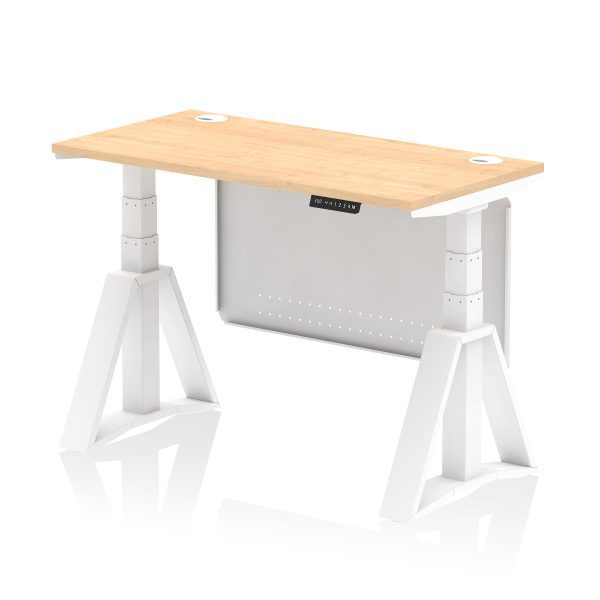 Air Height Adjustable Slimline Desk With Cable Ports With Steel Modesty Panel With Piste Foot - Image 33