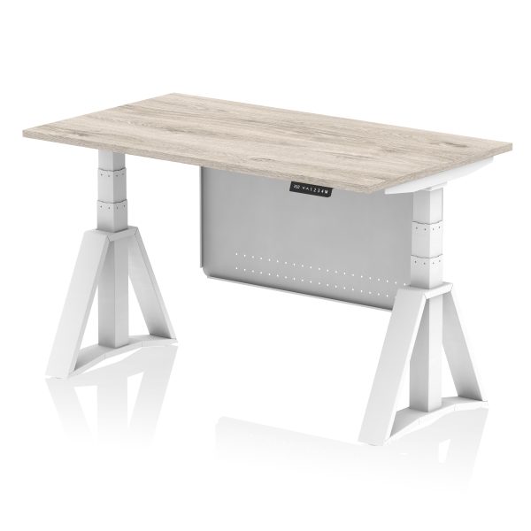 Air Height Adjustable Desk without Cable Ports With Steel Modesty Panel With Piste Foot - Image 44