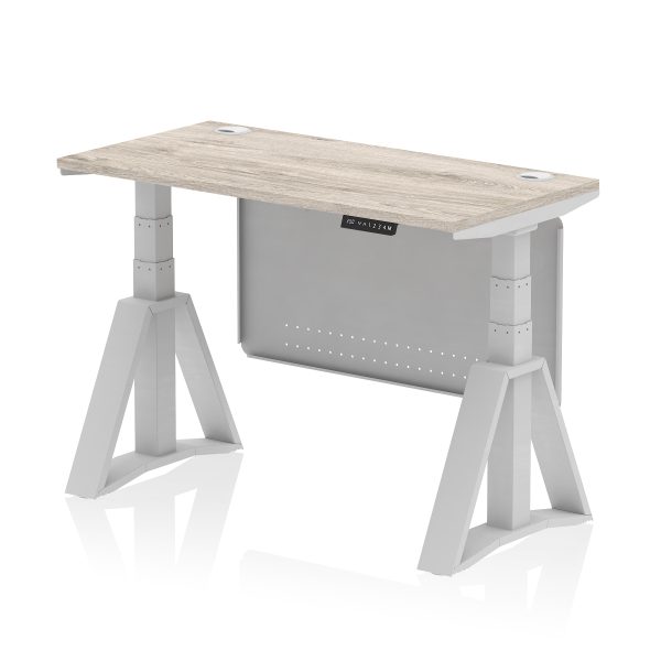 Air Height Adjustable Slimline Desk With Cable Ports With Steel Modesty Panel With Piste Foot - Image 41