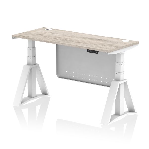 Air Height Adjustable Slimline Desk With Cable Ports With Steel Modesty Panel With Piste Foot - Image 46