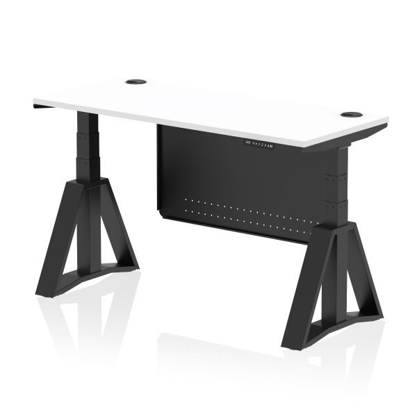 Air Height Adjustable Slimline Desk With Cable Ports With Steel Modesty Panel With Piste Foot - Image 58