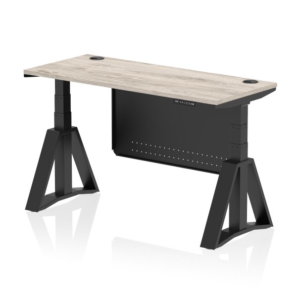 Air Height Adjustable Slimline Desk With Cable Ports With Steel Modesty Panel With Piste Foot - Image 70
