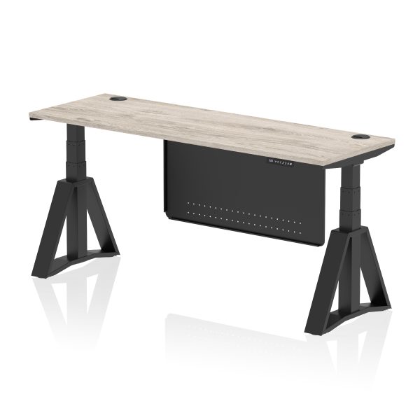 Air Height Adjustable Slimline Desk With Cable Ports With Steel Modesty Panel With Piste Foot - Image 72