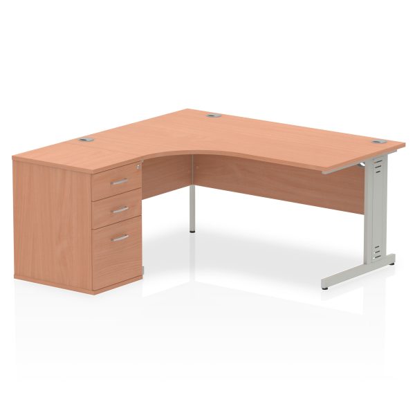 Pulse 1600mm Cable Managed Left Crescent Desk Workstation