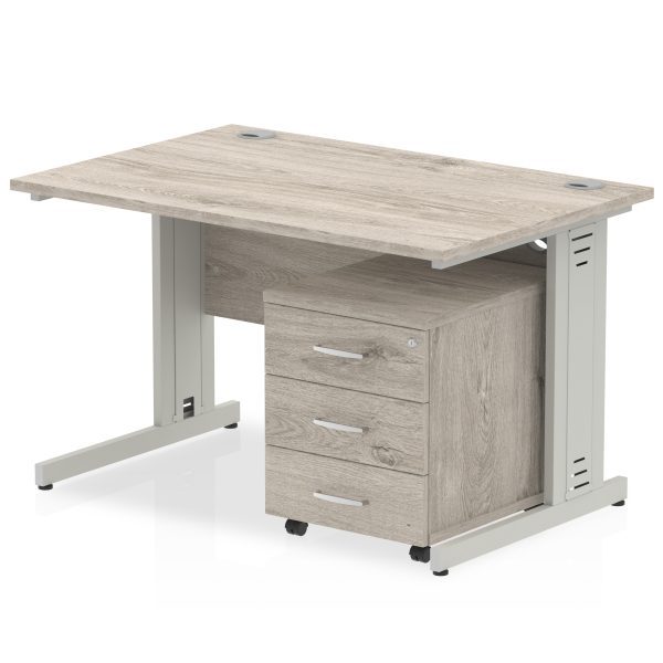 Pulse 1200mm Cable Managed Straight Desk With Mobile Pedestal - Image 6