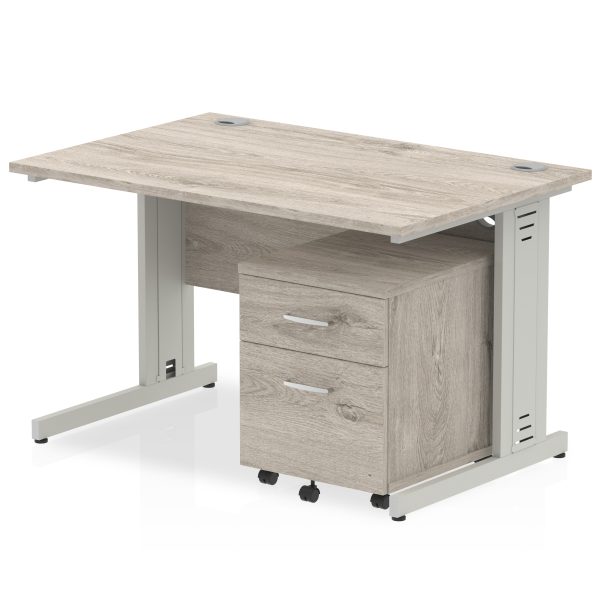 Pulse 1200mm Cable Managed Straight Desk With Mobile Pedestal - Image 5