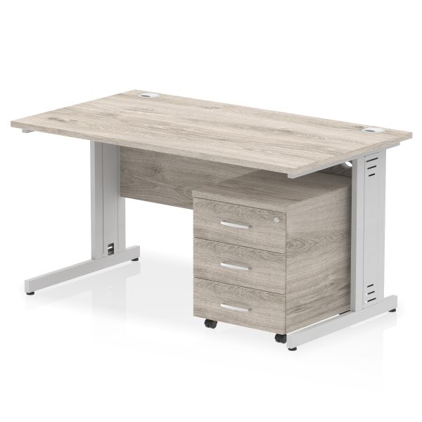 Pulse 1400mm Cable Managed Straight Desk With Mobile Pedestal - Image 6