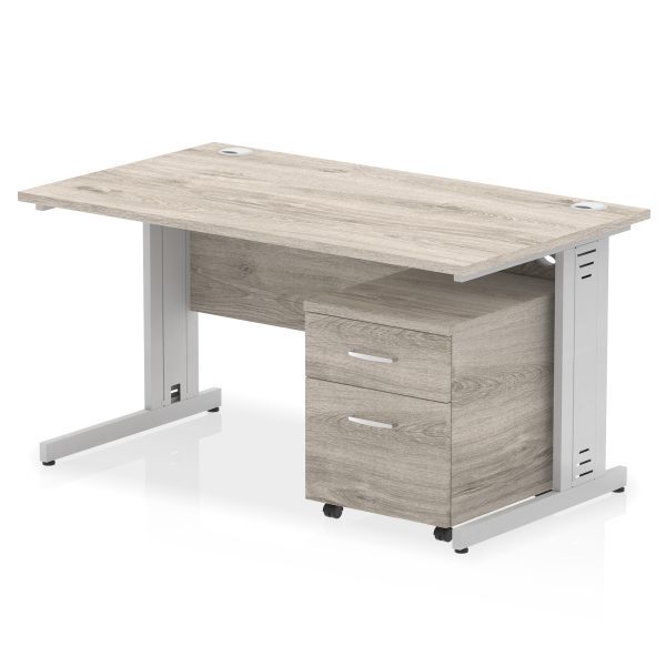 Pulse 1400mm Cable Managed Straight Desk With Mobile Pedestal - Image 5
