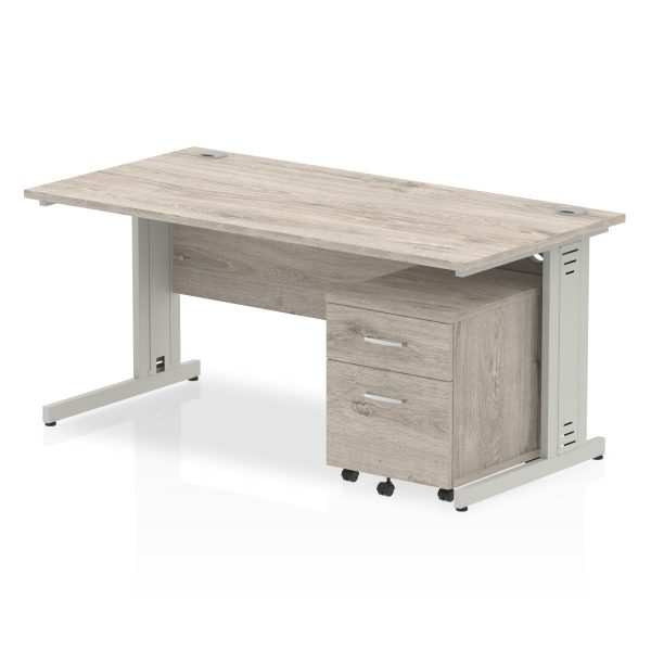 Pulse 1600mm Cable Managed Straight Desk With Mobile Pedestal - Image 5