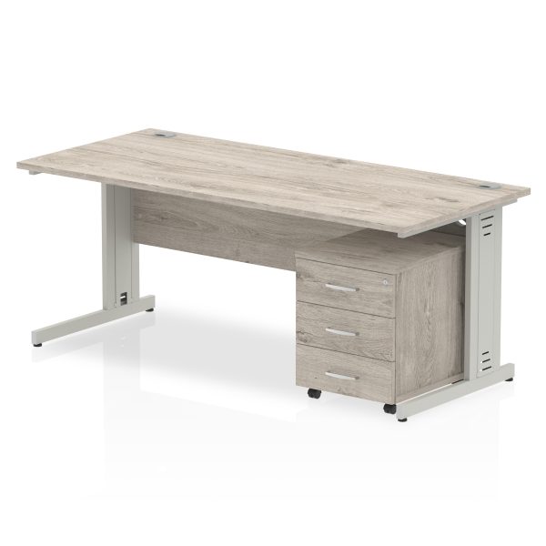 Pulse 1800mm Cable Managed Straight Desk With Mobile Pedestal - Image 6