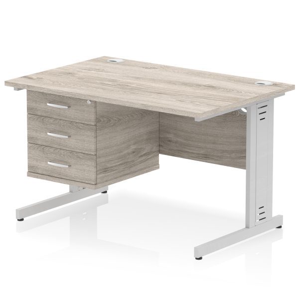 Pulse 1200mm Cable Managed Straight Desk With Single Fixed Pedestal - Image 6