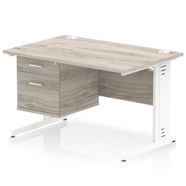 Pulse 1200mm Cable Managed Straight Desk With Single Fixed Pedestal - Image 7