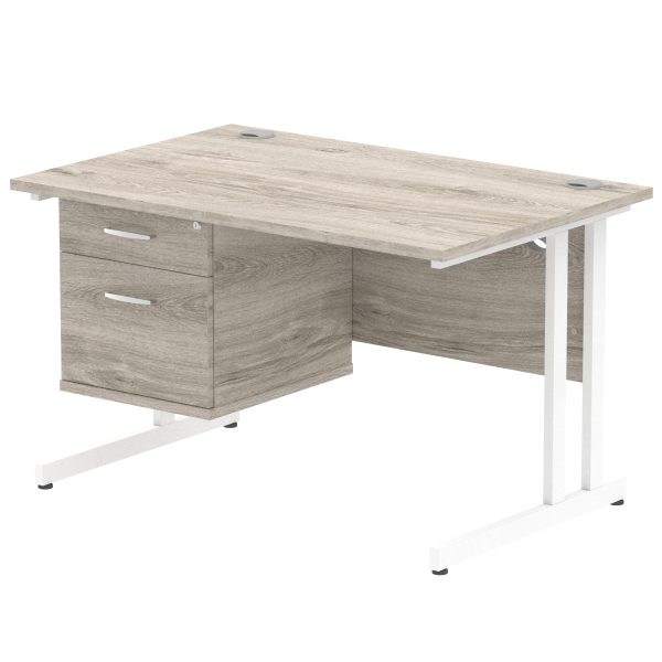 Pulse 1200mm Cantilever Straight Desk With Single Fixed Pedestal - Image 3