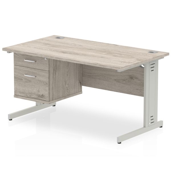 Pulse 1400mm Cable Managed Straight Desk With Single Fixed Pedestal - Image 5