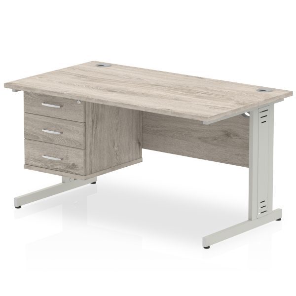 Pulse 1400mm Cable Managed Straight Desk With Single Fixed Pedestal - Image 6