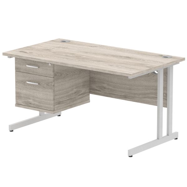 Pulse 1400mm Cantilever Straight Desk With Single Fixed Pedestal - Image 15