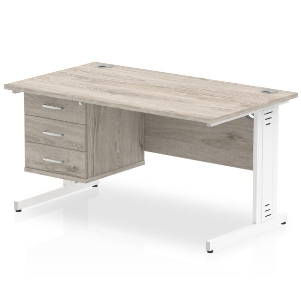 Pulse 1400mm Cable Managed Straight Desk With Single Fixed Pedestal - Image 8